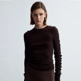 BIRROT Line bluse - Dark Brown