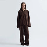 BIRROT Lay2 Long-Sleeve polo - Cocoa Brown
