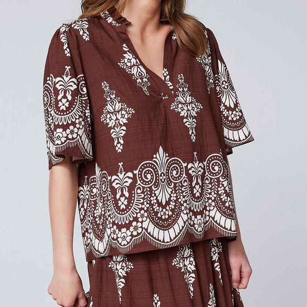 LOVE & DIVINE love1296-2 bluse - Brown/Paisley