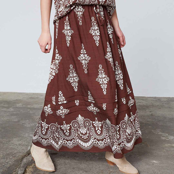 LOVE & DIVINE love1369 nederdel - Brown/Paisley