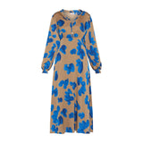 LOVE & DIVINE love1017 kjole - beige med blåt print