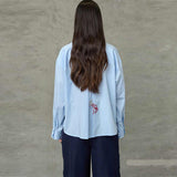 LOVE & DIVINE love1555-4 skjorte - Solid Blue Emb