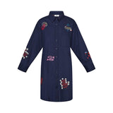 LOVE & DIVINE love1589 skjorte kjole - Navy Embroidery