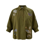 LOVE & DIVINE love1604-4 skjorte - Dark Olive/Emb.