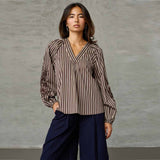 LOVE & DIVINE love1529-3 bluse - Brown Stripes