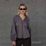 LOVE & DIVINE love1529-2 bluse - Brown Stripe