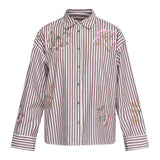 LOVE & DIVINE love1555-3 Skjorte - Brown/Cream Stripes Emb.