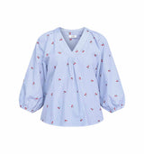 LOVE & DIVINE love1597-1 bluse - Blue Check/ cherry