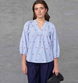 LOVE & DIVINE love1597-1 bluse - Blue Check/ cherry