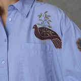 LOVE & DIVINE love1604-4 Skjorte - Ice Blue/Emb.