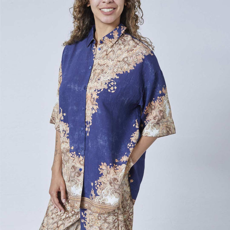 LOVE & DIVINE love971-12 skjorte - navy/paisley