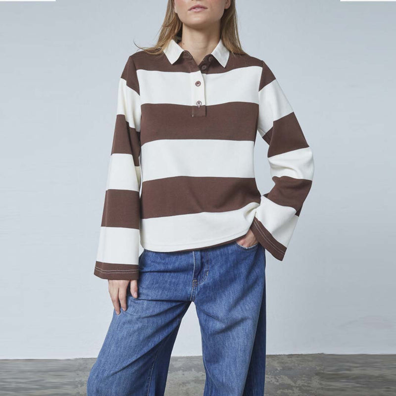 LOVE & DIVINE love1361 polo bluse - creme/dark choco