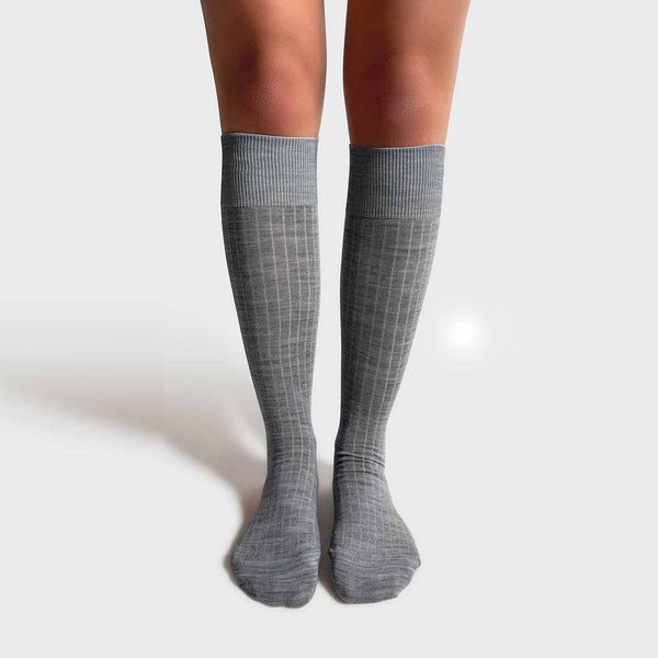 MRS. HOSIERY Merino knæ strømper - lys grå