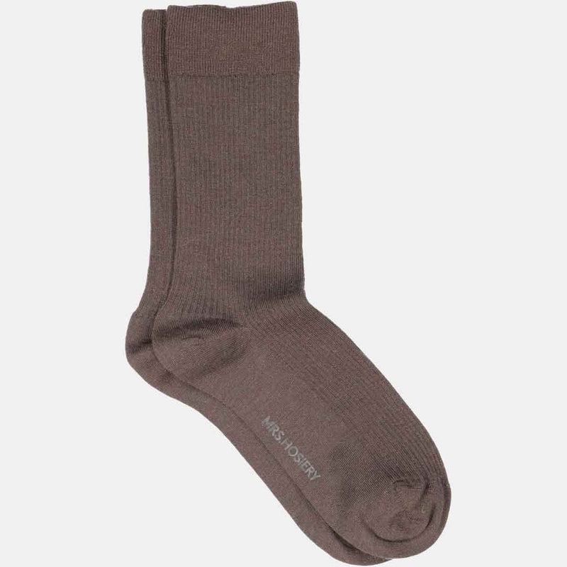 MRS. HOSIERY Merino fine strømper - brun
