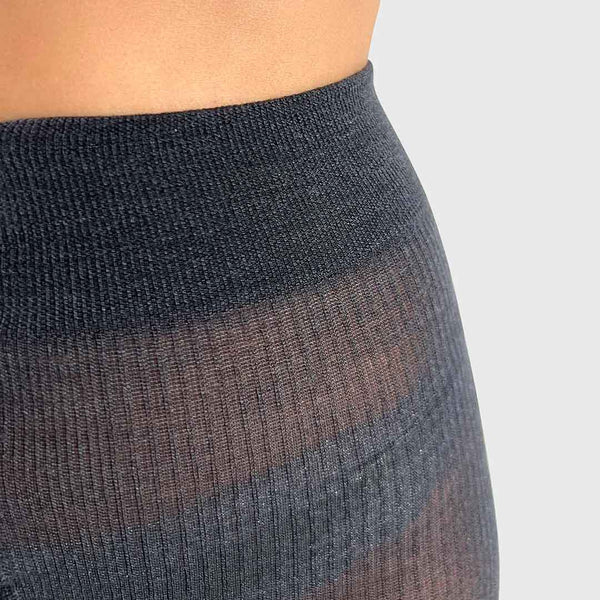 MRS. HOSIERY Merino wool ribbed strømpebukser - lys grå