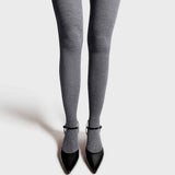 MRS. HOSIERY Merino wool ribbed strømpebukser - lys grå