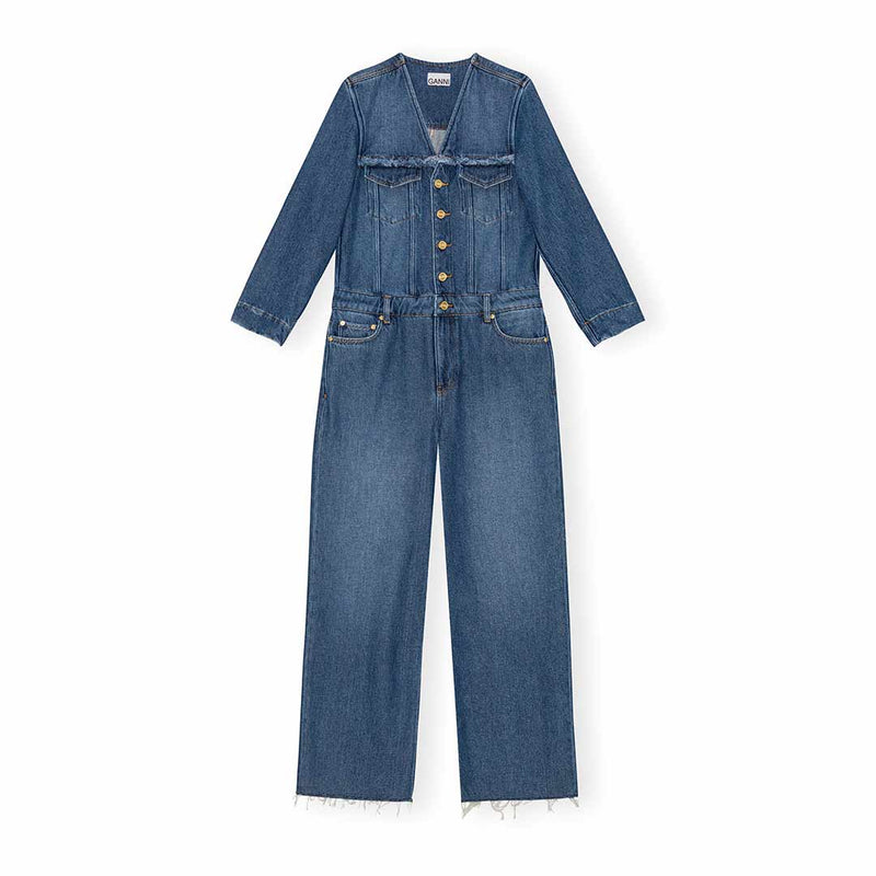 GANNI J1600 Heavy denim jumpsuit - Mid Blue stone