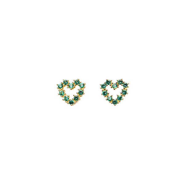 PICO Cæur crystal hjerte øreringe - forest grøn