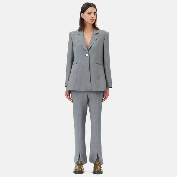 GANNI Future Melange Twill Suiting Blazer - phantom grå