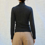 PROEM PARADES Nellie Wool T-neck bluse - Dark Grey Melange