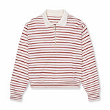 PROEM PARADES Ea Knit Stripe Polo - Off White/Orange Mel