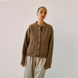 PROEM PARADES Gertrud Cable Cardigan - Coffee Melange