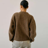 PROEM PARADES Gertrud Cable Cardigan - Coffee Melange