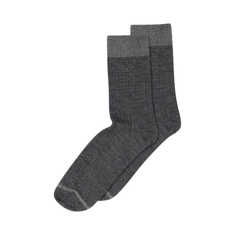 MP 59532 Erina wool rib strømper - Dark Grey Melange