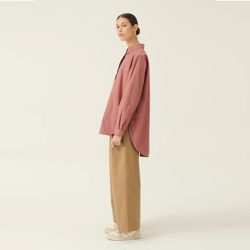 RUE DE TOKYO Shelby poplin skjorte - whithered rose