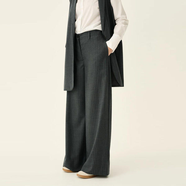 RUE DE TOKYO Papina wool bukser - grey pinstripe