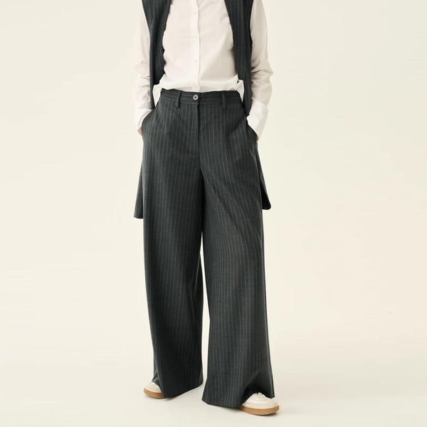 RUE DE TOKYO Papina wool bukser - grey pinstripe