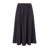 RUE DE TOKYO Pilar Striped Tencel nederdel - Dark Navy Stripe