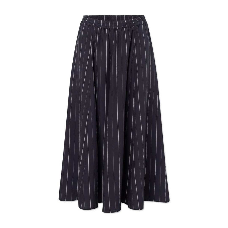 RUE DE TOKYO Pilar Striped Tencel nederdel - Dark Navy Stripe