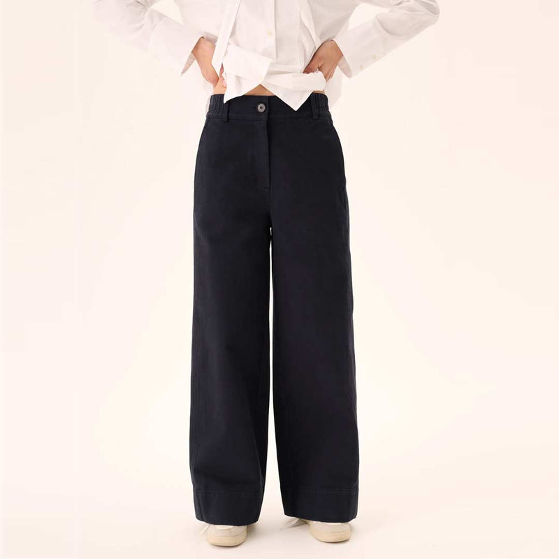 RUE DE TOKYO Plum faded twill bukser - Dark Navy