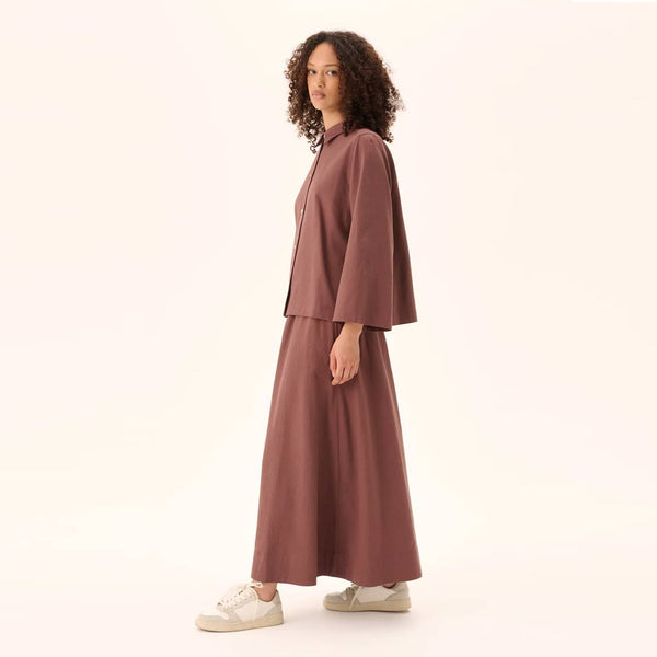RUE DE TOKYO Shika sandwashed tencel skjorte - Maroon