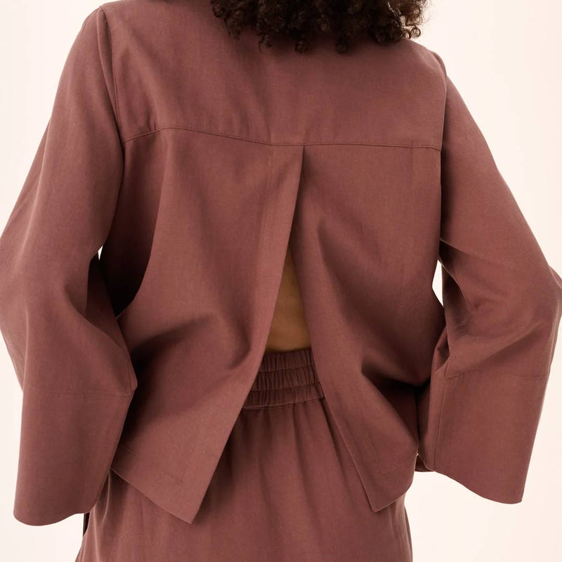 RUE DE TOKYO Shika sandwashed tencel skjorte - Maroon