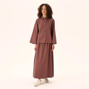 RUE DE TOKYO Shika sandwashed tencel skjorte - Maroon