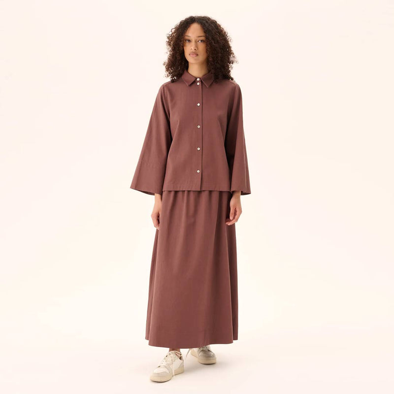 RUE DE TOKYO Shika sandwashed tencel skjorte - Maroon