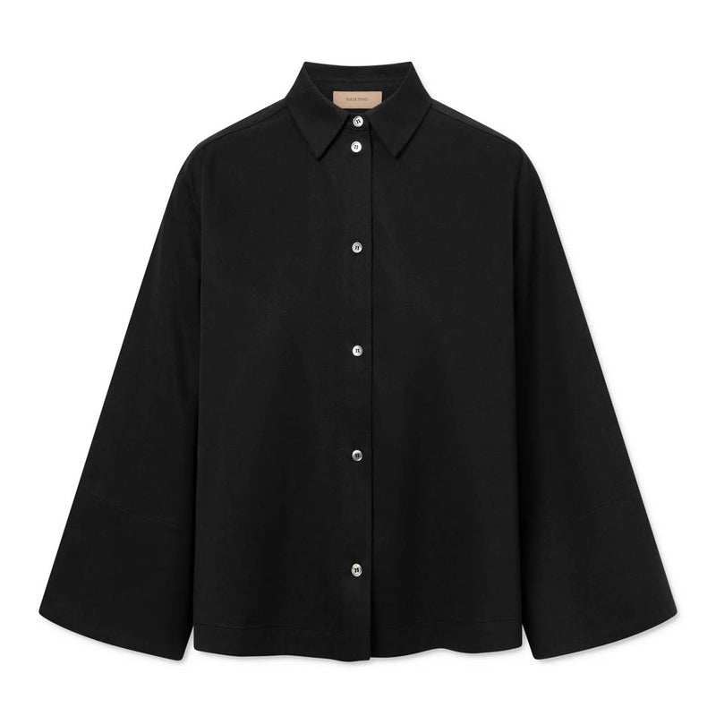 RUE DE TOKYO Shika sandwashed tencel skjorte - sort