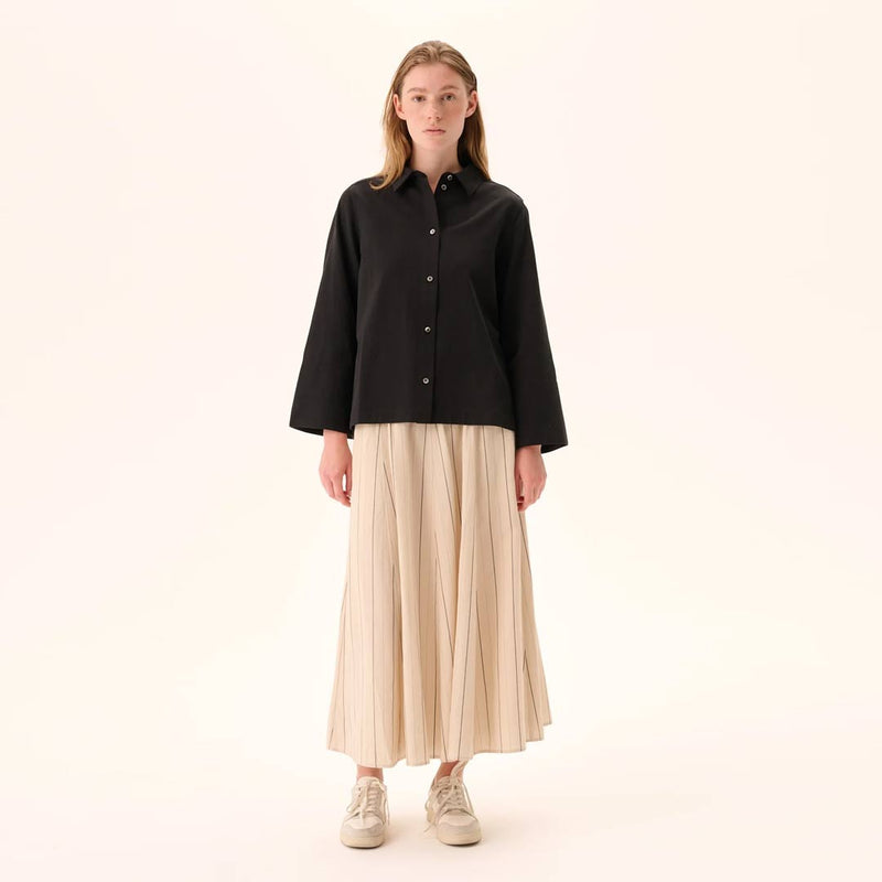 RUE DE TOKYO Shika sandwashed tencel skjorte - sort