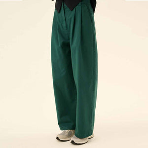 RUE DE TOKYO Prudie Twill bukser - Dark Pine Green
