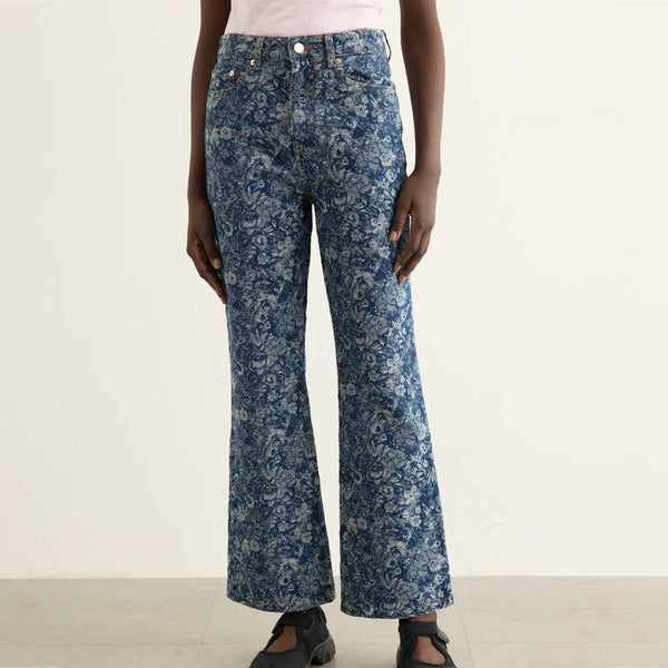 GANNI J1833 Tapestry Denim Betzy Cropped jeans - Mid Blue Stone