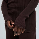 SEAMLESS BASIC Elegante uld bluse - Dark Brown