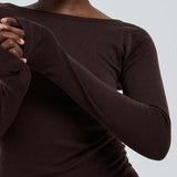 SEAMLESS BASIC Woolen Jade bluse - Dark Brown