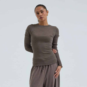 SEAMLESS BASIC Wooly long sleeve bluse - Fungi