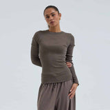 SEAMLESS BASIC Wooly long sleeve bluse - Fungi