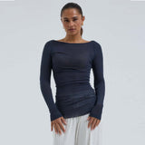 SEAMLESS BASIC Boat Neck bluse - Midnight