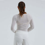 SEAMLESS BASIC Boat Neck bluse - Off White