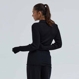 SEAMLESS BASIC Woolen Classic Polo bluse - sort
