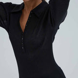 SEAMLESS BASIC Woolen Classic Polo bluse - sort